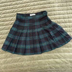 American Apparel Green and Blue Pleated Mini Skater Skirt, size small